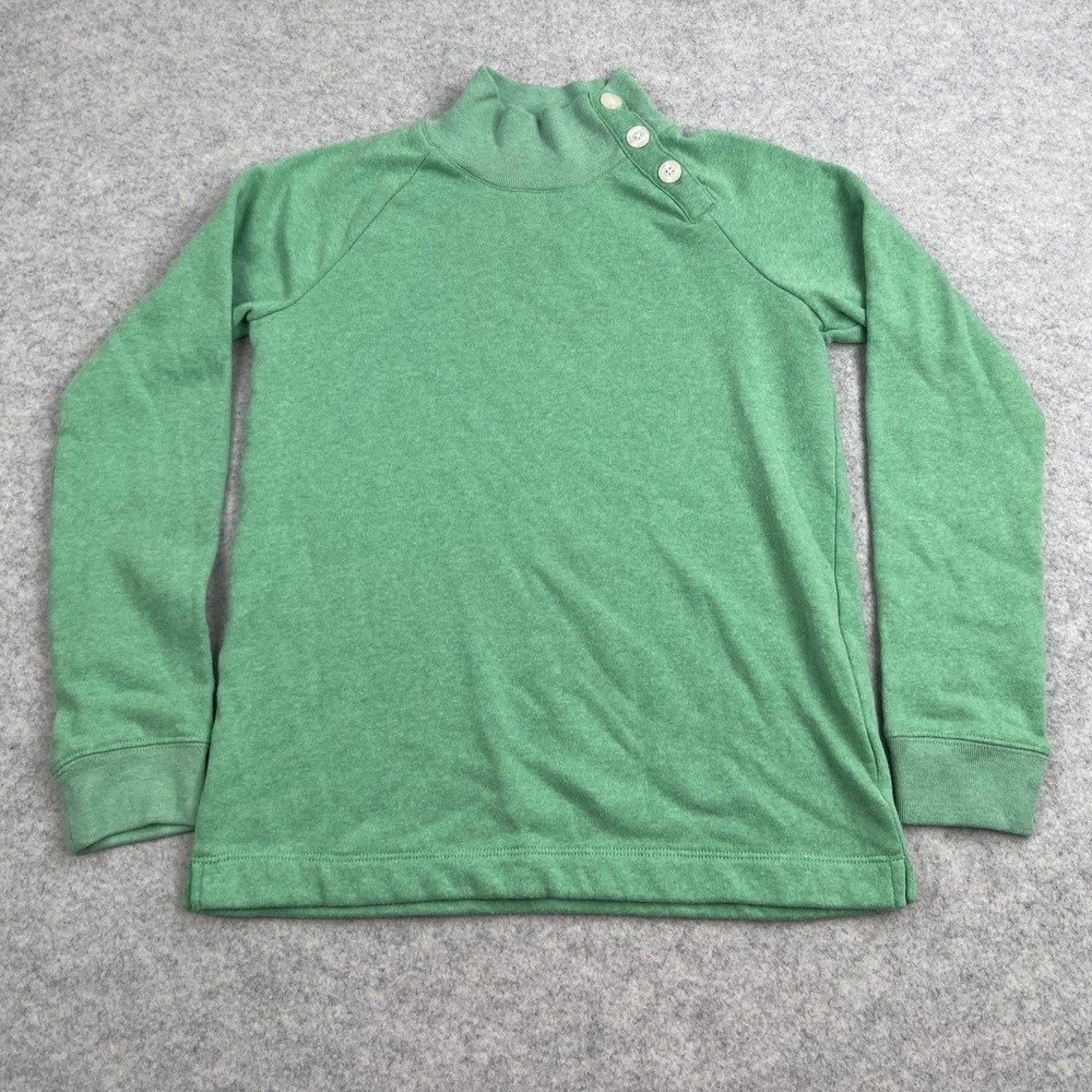 Crewcuts Sweatshirt Youth 12 Green Button Mock Neck Fleece Pullover Long Sleeve